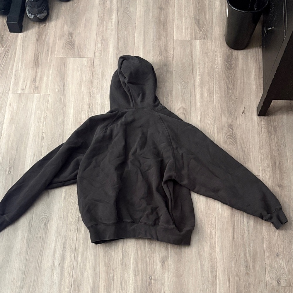 Essentials Black Hoodie with Logo Tag - Picture 3 of 3